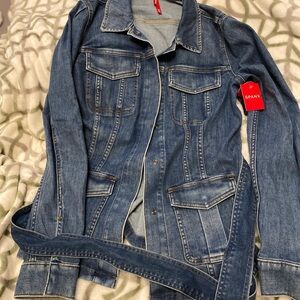 New Spanx Blue Jean mid length jacket medium